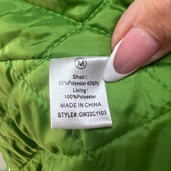 NWT- Fashion Nova Chartreuse Vinyl Trench/Rain Coat - Picture 7 of 7